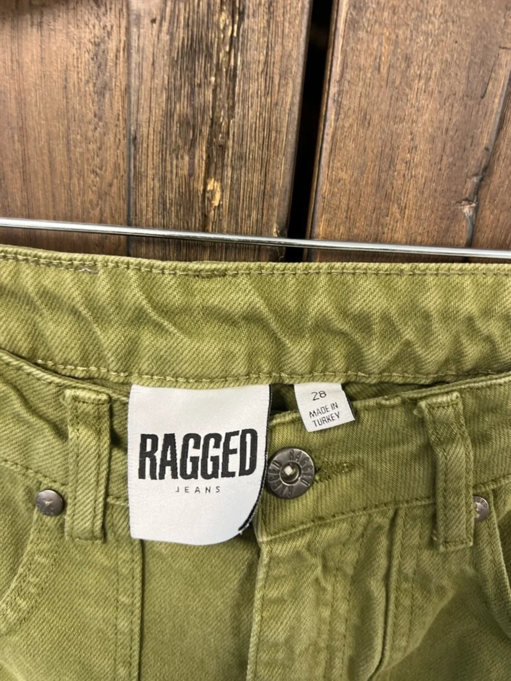 The Ragged High Rise Green Combat Dad Relaxed Straight Streetwear Jeans Size 28